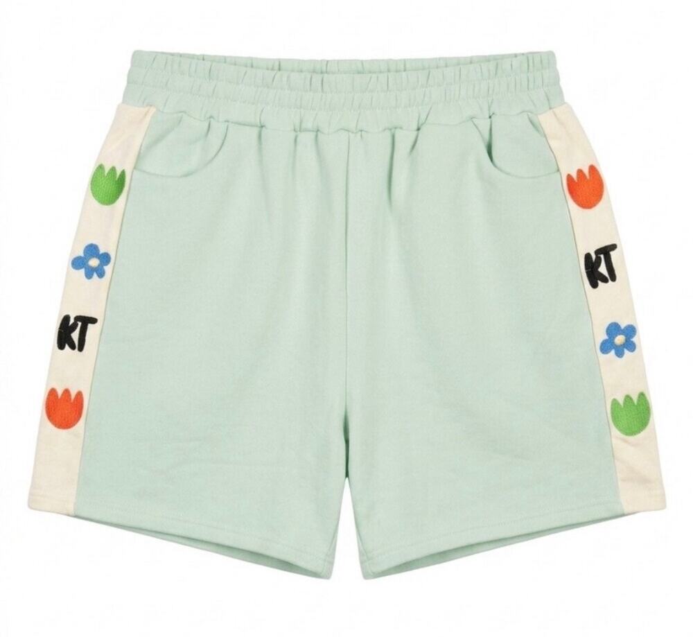 Kina + Tam Kidcore Embroidered Doodle Okay Lounge Shorts Mint Green XXL